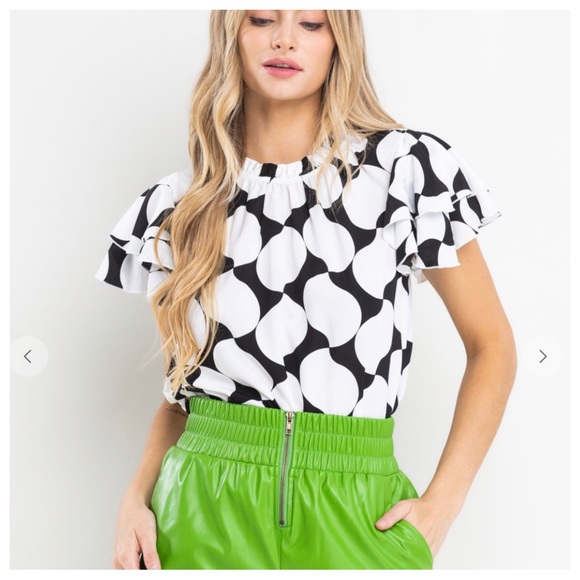 20 Boho Print Ruffle Sleeve Woven Blouse - Picture 6 of 7